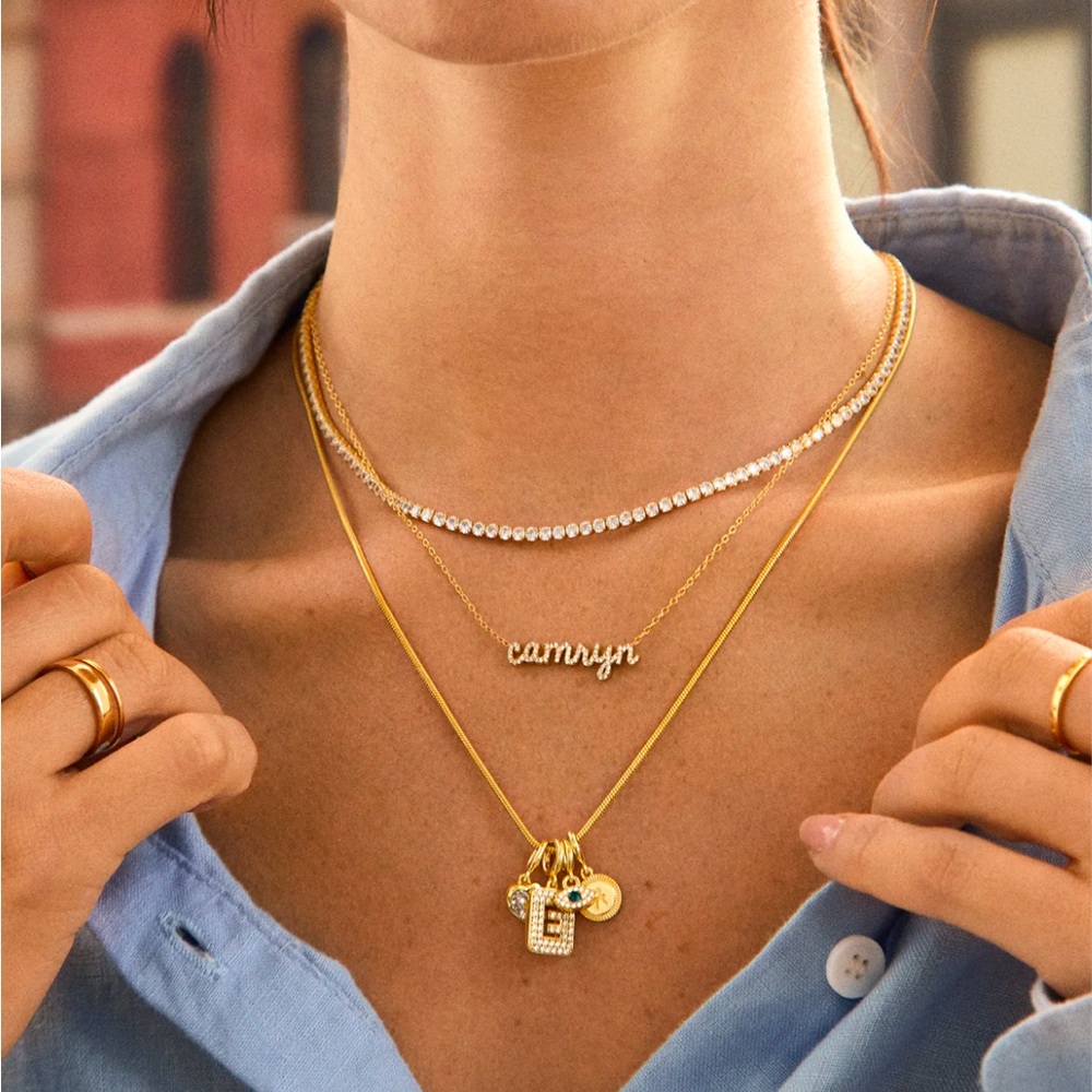 BaubleBar Gold Layered Necklace Set with Charms